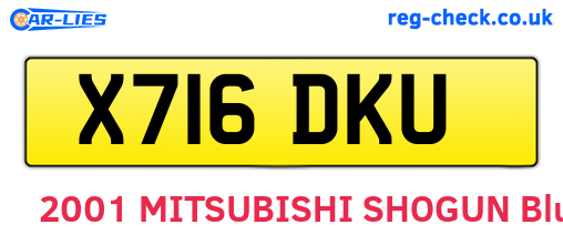 X716DKU are the vehicle registration plates.
