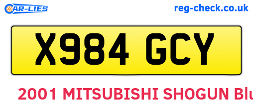 X984GCY are the vehicle registration plates.