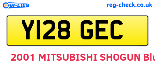 Y128GEC are the vehicle registration plates.