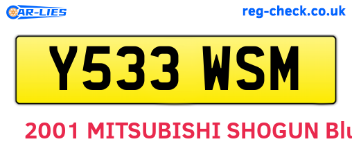 Y533WSM are the vehicle registration plates.