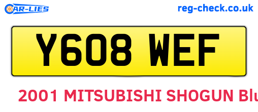 Y608WEF are the vehicle registration plates.