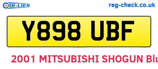 Y898UBF are the vehicle registration plates.