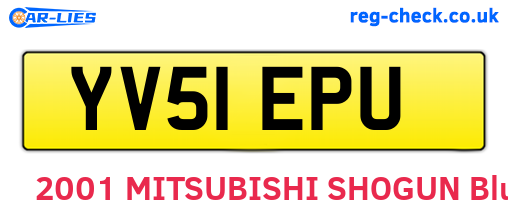 YV51EPU are the vehicle registration plates.
