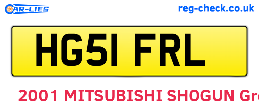 HG51FRL are the vehicle registration plates.