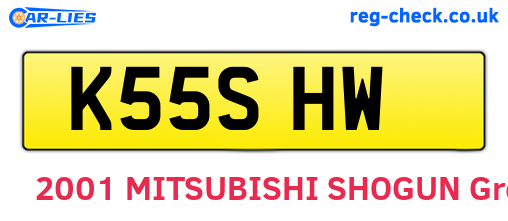 K55SHW are the vehicle registration plates.