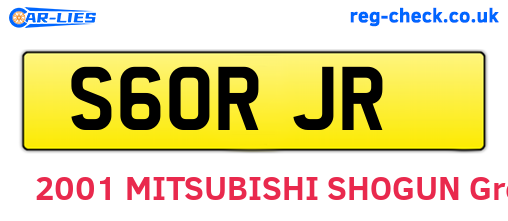 S60RJR are the vehicle registration plates.
