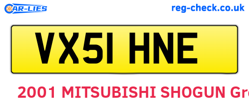 VX51HNE are the vehicle registration plates.