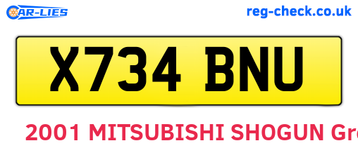 X734BNU are the vehicle registration plates.
