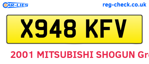 X948KFV are the vehicle registration plates.