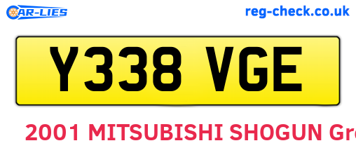 Y338VGE are the vehicle registration plates.