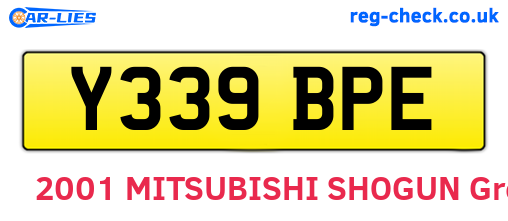 Y339BPE are the vehicle registration plates.