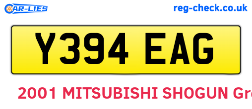 Y394EAG are the vehicle registration plates.
