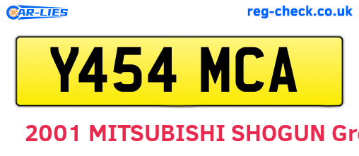 Y454MCA are the vehicle registration plates.