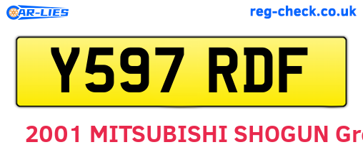 Y597RDF are the vehicle registration plates.