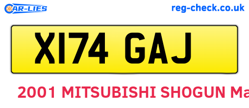X174GAJ are the vehicle registration plates.