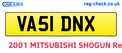 VA51DNX are the vehicle registration plates.