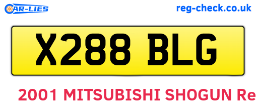 X288BLG are the vehicle registration plates.