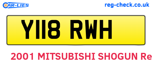 Y118RWH are the vehicle registration plates.