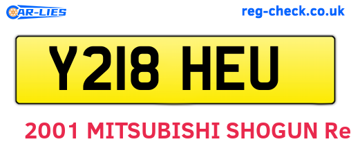 Y218HEU are the vehicle registration plates.