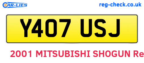 Y407USJ are the vehicle registration plates.