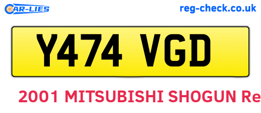 Y474VGD are the vehicle registration plates.
