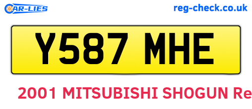 Y587MHE are the vehicle registration plates.