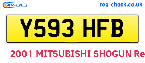 Y593HFB are the vehicle registration plates.