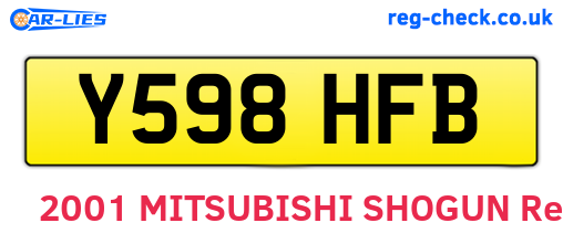 Y598HFB are the vehicle registration plates.