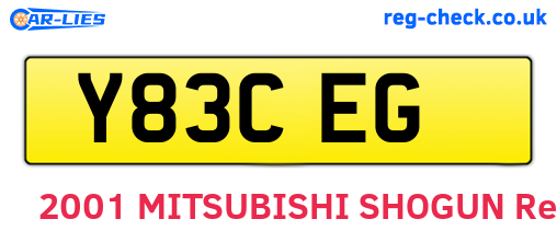 Y83CEG are the vehicle registration plates.