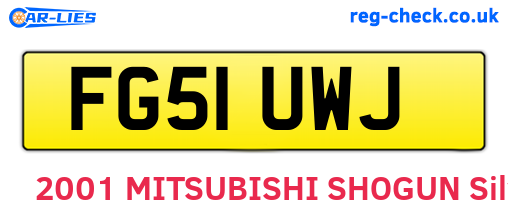 FG51UWJ are the vehicle registration plates.