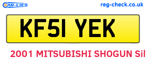 KF51YEK are the vehicle registration plates.