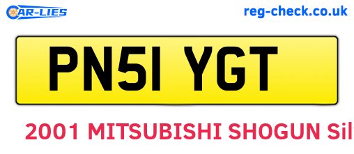 PN51YGT are the vehicle registration plates.