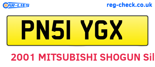 PN51YGX are the vehicle registration plates.