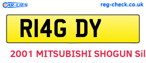 R14GDY are the vehicle registration plates.