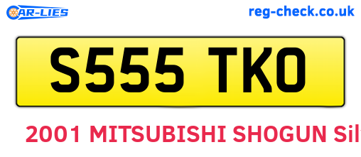 S555TKO are the vehicle registration plates.
