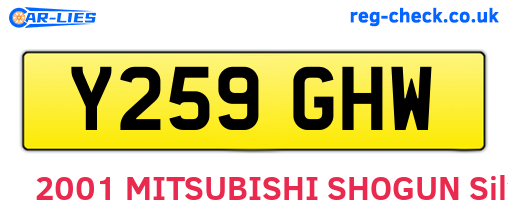 Y259GHW are the vehicle registration plates.