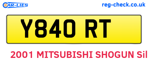 Y84ORT are the vehicle registration plates.