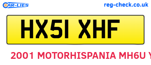 HX51XHF are the vehicle registration plates.