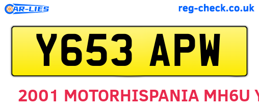 Y653APW are the vehicle registration plates.