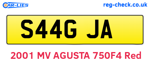 S44GJA are the vehicle registration plates.