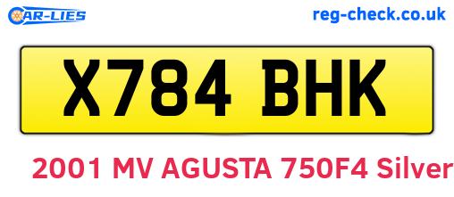 X784BHK are the vehicle registration plates.