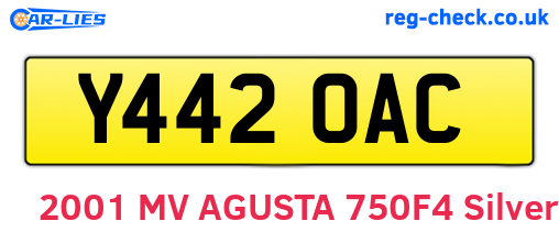 Y442OAC are the vehicle registration plates.