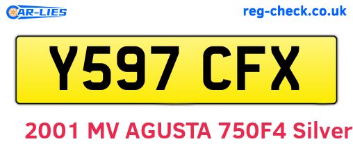 Y597CFX are the vehicle registration plates.