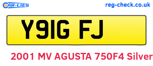 Y91GFJ are the vehicle registration plates.