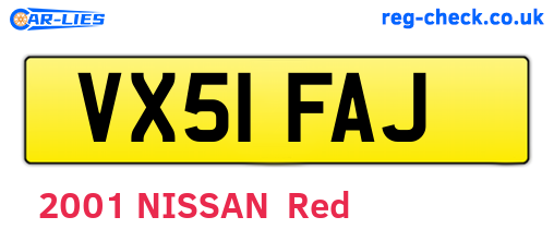 VX51FAJ are the vehicle registration plates.
