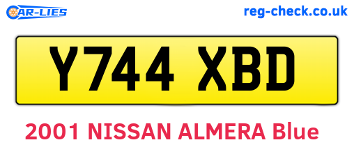Y744XBD are the vehicle registration plates.