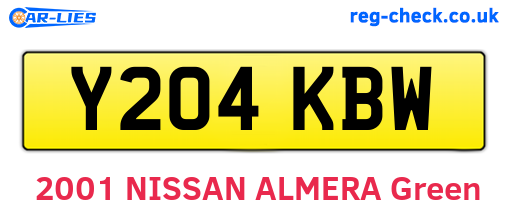 Y204KBW are the vehicle registration plates.