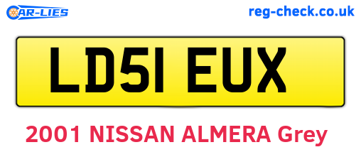 LD51EUX are the vehicle registration plates.