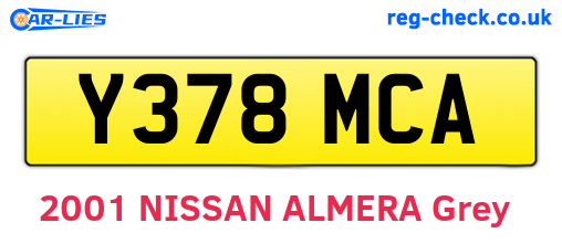 Y378MCA are the vehicle registration plates.