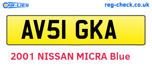 AV51GKA are the vehicle registration plates.
